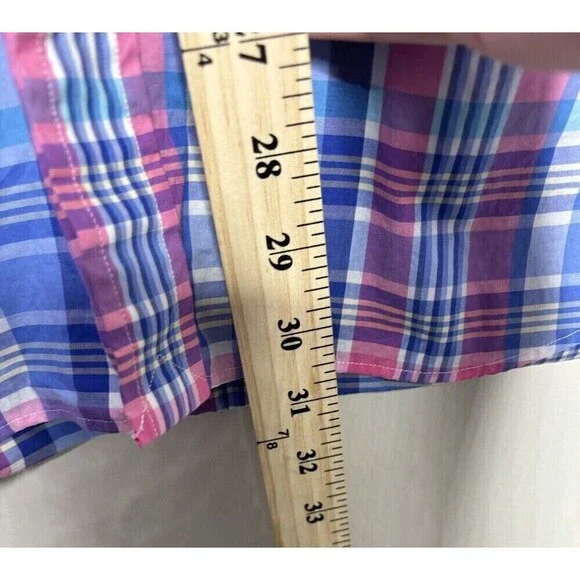 Ralph Lauren Madras Mens Shirt Sz Large Blue Pink Plaid Button Down Classic Fit - Picture 7 of 7